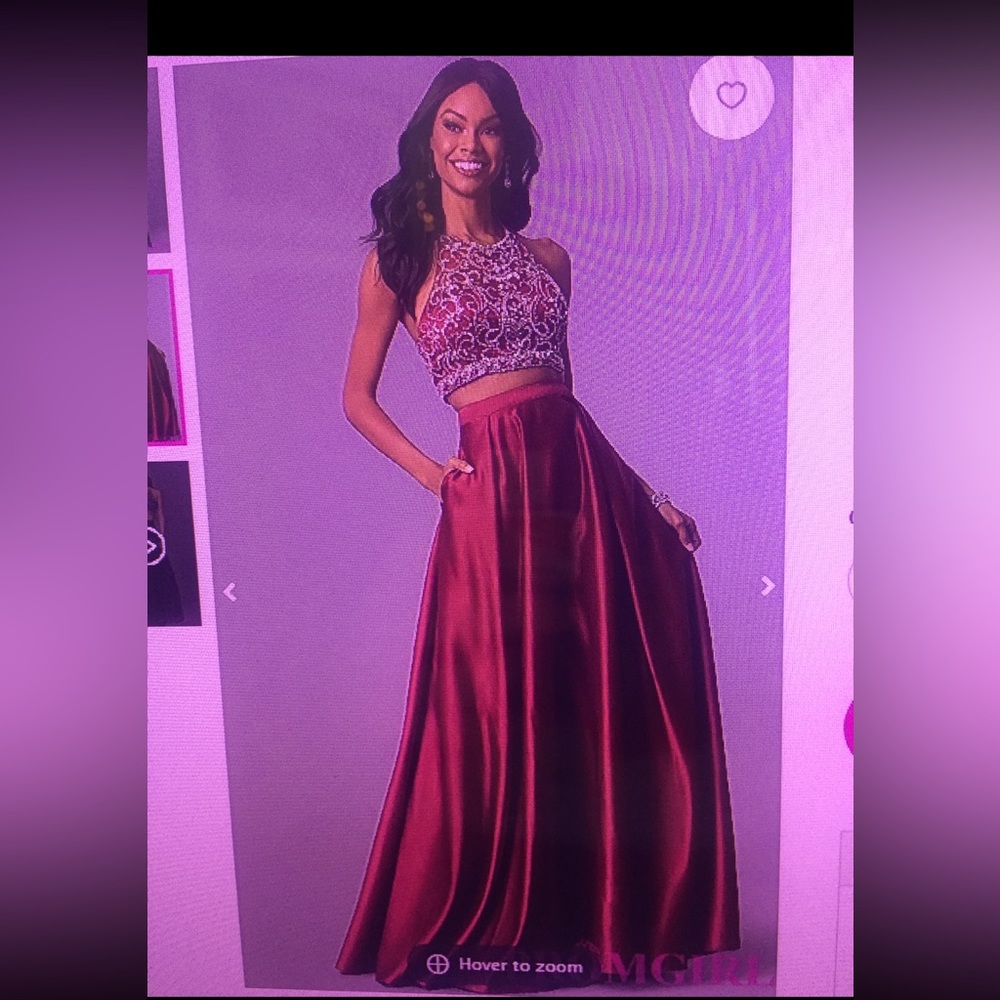 Red two piece prom dress